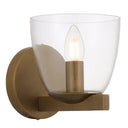 RADAM single wall light vintage brass with curved clear glass shade 2