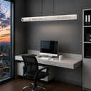 Designer LED pendant light with sleek linear profile, adjustable suspension, high CRI lighting, and modern interior styling.