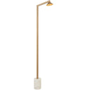Modern floor lamp featuring a luxurious white marble base and antique brass frame, adding timeless elegance to a sophisticated living room.