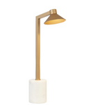 Antique Brass White Marble lamp with a white base on a white background