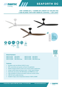 Seaforth DC Specification 1  ceiling fan with LED light
Martec Seaforth 52 inch smart ceiling fan LED Martec Seaforth 56 inch smart ceiling fan LED Seaforth WiFi ceiling fan with LED lightng coastal rated DC ceiling fan with LED energy-efficient smart ceiling fans Australia. Matt Black
