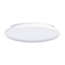 Spectra ultra slim LED oyster ceiling light tricolour dimmable for apartments and indoor residential spaces Round white ceiling light fixture on a white background