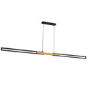 Contemporary 180cm linear pendant suspended above a timber dining table, creating clean architectural lighting for modern interiors.