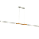 Minimalist LED ceiling light featuring a slim black frame with natural wood accents and an elegant floating appearance.