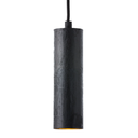Toress Charred Black 30cm Black cylindrical pendant light on a white background