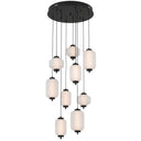 Torso 9 LED Pendant Light featuring nine decorative diamond-cut and rippled glass shades with integrated LED lighting for luxury modern interiors.