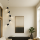 Close-up of the Turin 5 Pendant Light highlighting the premium satin iron finish and adjustable spotlight-style light heads.