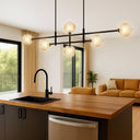 Tyson 6 Pendant Light with interchangeable glass shades allowing customised modern pendant lighting for contemporary home décor.