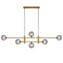 Tyson 6 Pendant Light with clear prism glass shades creating brilliant decorative lighting for contemporary dining spaces.