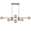 Tyson 6 Pendant Light with smoke tear glass shades and antique gold finish for sophisticated modern pendant lighting.