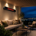 Martec Thermoheat 2200W WiFi Outdoor Infrared Heater IP65 Matt Black and White for patios pergolas alfresco entertaining in a modern Australian Outdoor area 