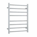 SR23M polished stainless steel 8 bar heated towel rail with straight round ladder design