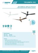 Product Spec 1 Triumph DC 52 inch smart ceiling fan with WiFi remote – Martec Australia
Modern Triumph 52 inch ceiling fan with quiet DC motor and smart control
Martec Triumph DC smart ceiling fan reversible for summer and winter. 