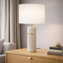 Decorative lamp with fabric-lined shade inside and out