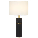 Contemporary bedside lamp with textured vegan leather finish