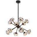 Close-up of the Varlin 12 Pendant Light highlighting mirrored speckled glass shades and premium black iron construction.