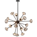 Varlin 18 Pendant Light featuring a modern starburst chandelier design with mirrored speckled glass shades for luxury dining room lighting.