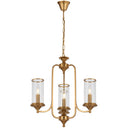 Velden 4 Pendant Light in rich copper finish featuring four clear glass shades and elegant industrial chandelier styling for modern dining rooms.