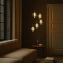 Luxury Volen pendant light with integrated LED technology, black smoke glass, and elegant lighting for modern living spaces.