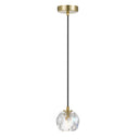 Modern single crystal pendant featuring a faceted crystal globe and designer ceiling lighting for kitchen islands and dining spaces.
