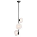 Luxury Zecca 3 pendant light with artisan burlap texture glass and black metal frame for sophisticated high ceiling lighting.