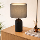 LIVIA Table Lamp Black Travertine & Antique Brass