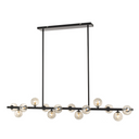 MORAN 14-Light Linear Pendant Black & Smoke Glass