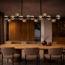 MORAN 14-Light Linear Pendant Black & Smoke Glass