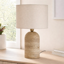 LIVIA Table Lamp Black Travertine & Antique Brass