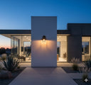 Martec MDA EPPING Modern house exterior with a wall-mounted light fixture at dusk from lights and fans online 
