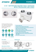 Forme 2 – 3 in 1 Bathroom Heater and Exhaust Fan with Tricolour LED Light