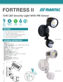 Fortress II 15W Tricolour LED Security Light Single  with or without PIR Sensor