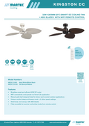 Modern Kingston 50 inch ceiling fan with quiet DC motor and smart control Product Specification 