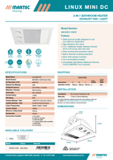 Linux Mini DC – 3 in 1 Bathroom Heater and Exhaust Fan with Tricolour LED Light