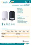 Paco 10W 100mm dia Tricolour LED Surface Mounted Downlight