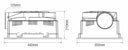 Phoenix Mini 3-in-1 Fan Heater, Light and Exhaust Diagram with dimensions labeled