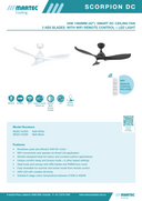 Product Spec 2 Scorpion DC 42 inch smart ceiling fan with WiFi remote – Martec Australia
Scorpion DC 52 inch ceiling fan with quiet energy-efficient DC motor
Martec Scorpion smart DC ceiling fan reversible for summer and winter