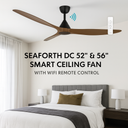 Martec Seaforth DC 52″ & 56″ Smart Ceiling Fan With WIFI Remote Control with wooden blades from lights and fans online  in a bedroom setting