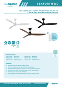 Product Specification Seaforth DC 52 inch smart ceiling fan with WiFi remote – Martec Australia
Seaforth DC 56 inch ceiling fan with quiet coastal-rated DC motor
Martec Seaforth DC smart ceiling fan reversible for summer and winter