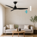 Martec Triumph DC 52″ Smart Ceiling Fan With WIFI Remote Control from lights and fans online  in a living room with a remote control on the wall and olive tree .