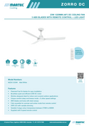 Product Soec 2 Zorro DC 48 inch Ceiling Fan With LED Light – Martec – Lights and Fans Online
