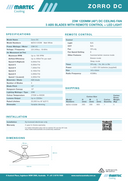 Product Spec Zorro DC 48 inch Ceiling Fan With LED Light – Martec – Lights and Fans Online